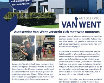 Autoservice Van Went versterkt zich met twee monteurs